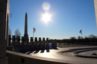 Next we went to the WW2 Memorial. Here it is with the Washington Monument in the background.
