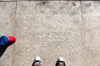 On the outside of the memorial, there's a stone specially marked where MLK stood when he gave the Dream Speech.