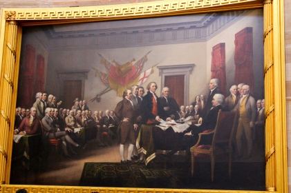 The famous signing of the Declaration that we've all seen in our history books.